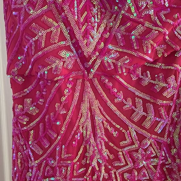 B. Darlin One Shoulder Sequin Mermaid Gown Pink Prom Size 9/10 - Picture 4 of 5